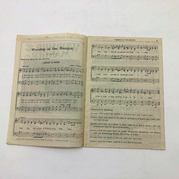 Music Booklet Worship at the Manger & Follow the Star 1929 Lorenz Publishing - Picture 3 of 5